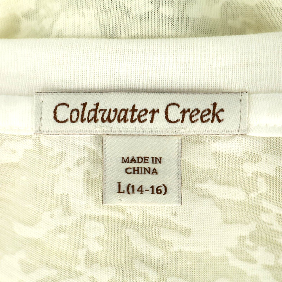 Coldwater Creek Top Womens Large Ivory Black Floral Sequin T-shirt Slub Knit - Picture 3 of 15